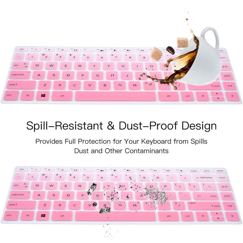 imComor Keyboard Cover for HP Pavilion X360 14" & HP Laptop 14t 14z 14-cf 14-dk 14-dq 14-fq Series 14-cf0006dx/cf0012dx 14-dk0002dx 14-dq0011dx/dq1037wm/dq1089wm 14-fq0040nr/fq0050nr Keyboard Skin, Ombre Pink - Image 4